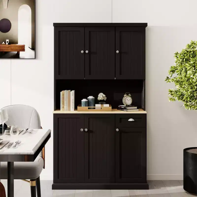 AndMakers Wood 39.76 in. Pantry Cabinet with Adjustable Shelves