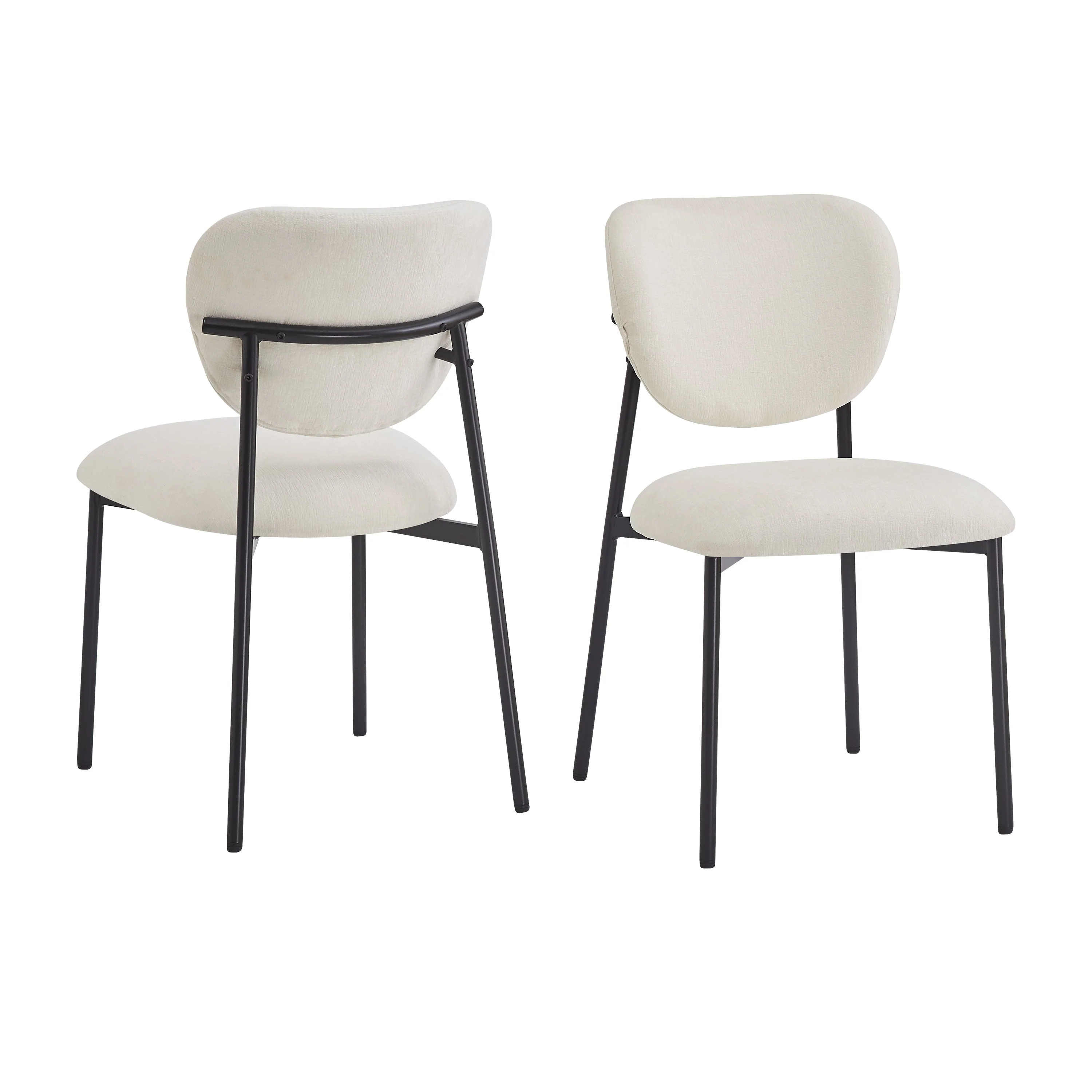 Modern Beige Upholstered Dining Chairs (Set of 2)