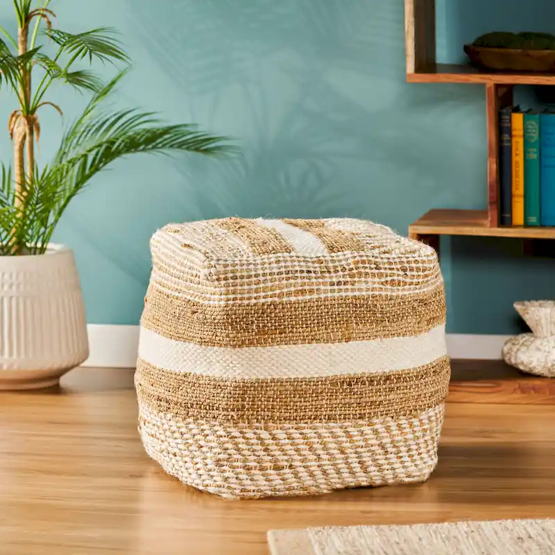 Caiman Handcrafted Boho Fabric Pouf by