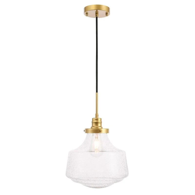 Klyli 11-inch 1-light Clear Seeded Glass Hanging Pendant
