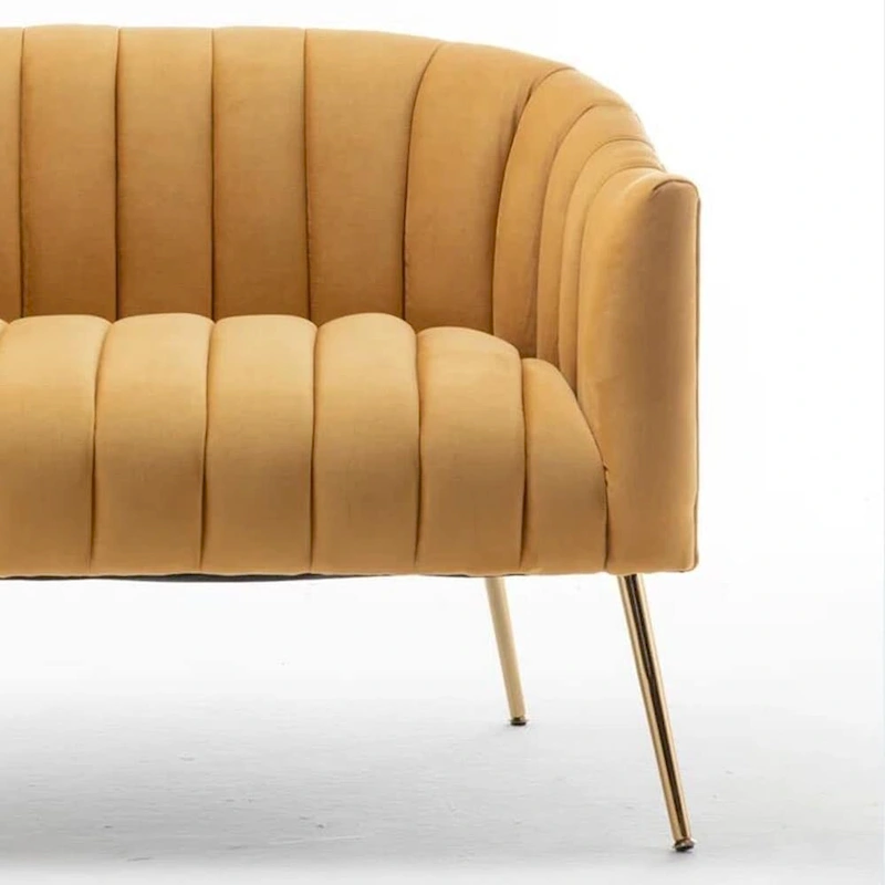 SEYNAR Modern Glam Comfy 50 Metal Legs Curved Sofa 2 Seaters Loveseat with Tufted Back