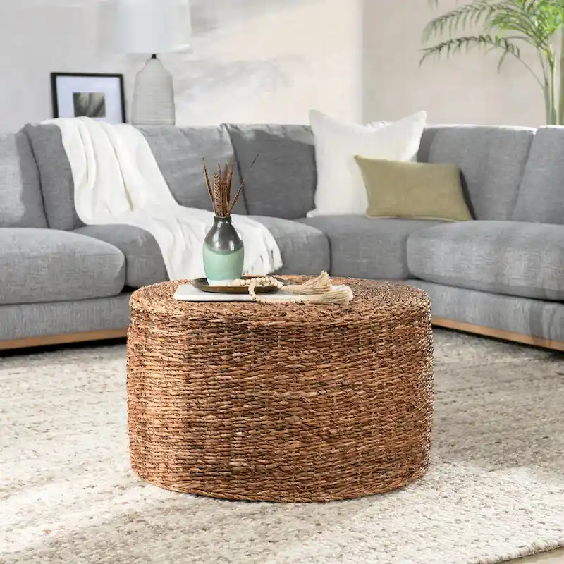 Ira Rattan Round Coffee Table by Kosas Home