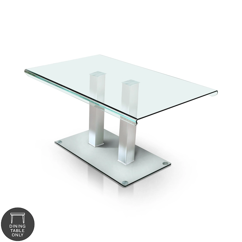 Furniture of America Maza 59-inch Silvertone Metal/Glass Dining Table