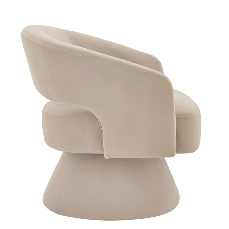 Upholstered Velvet Swivel Accent Chairs with Open Backrest