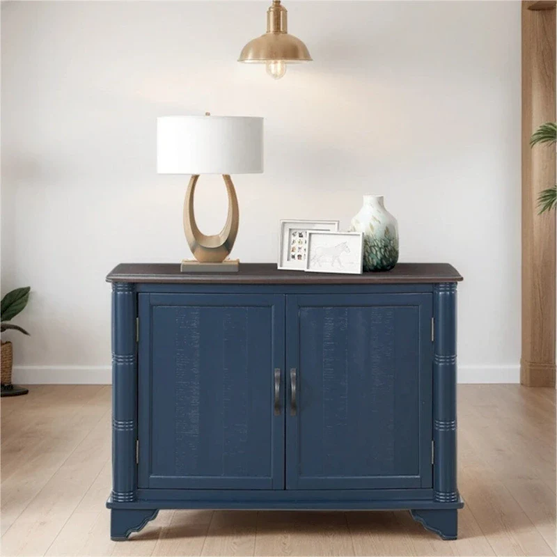 40 Retro Wood Sofa Couch Table with Adjustable Storage Shelf