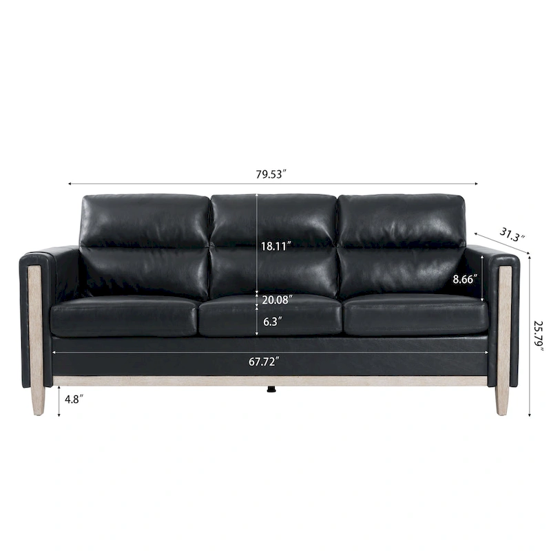 Larb Modern Solid Wood Three-Seater Sofa Couch by Christopher Knight Home