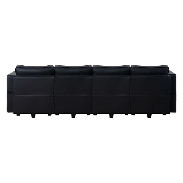Modular U-Shaped 4 seater Air Leather Sofa with Adjustable armrest and Reversible Chaise