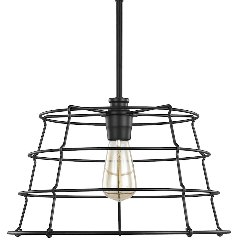 Chambers Collection One-Light Matte Black Farmhouse Pendant Light - 12.870  x 18.720  x 18.720