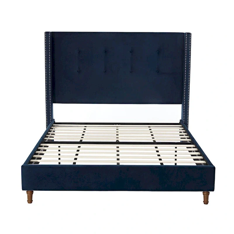 CUSchoice 54 High Headboard Upholstered Queen/King Bed (No Box Spring Needed)