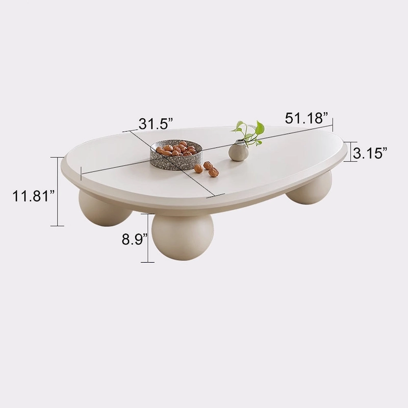 51 Modern Wood Coffee Table with 3 ball legs