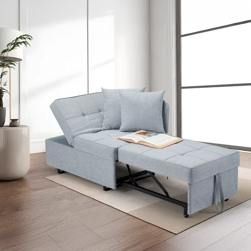 EROMMY Sleeper Sofa Chair Bed , Adjustable Backrest Pull Out Sofa Bed with Faux Linen Sofa Fabric