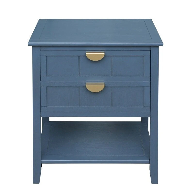 American Style Side Table End Table with 2 Drawer