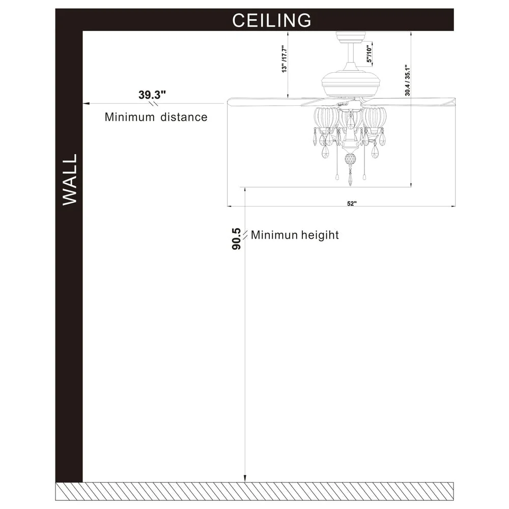 Garlow Matte Black 5-blade Lighted Ceiling Fan with Crystal Flower Cups Chandelier (includes Remote) - 52-inches Diameter