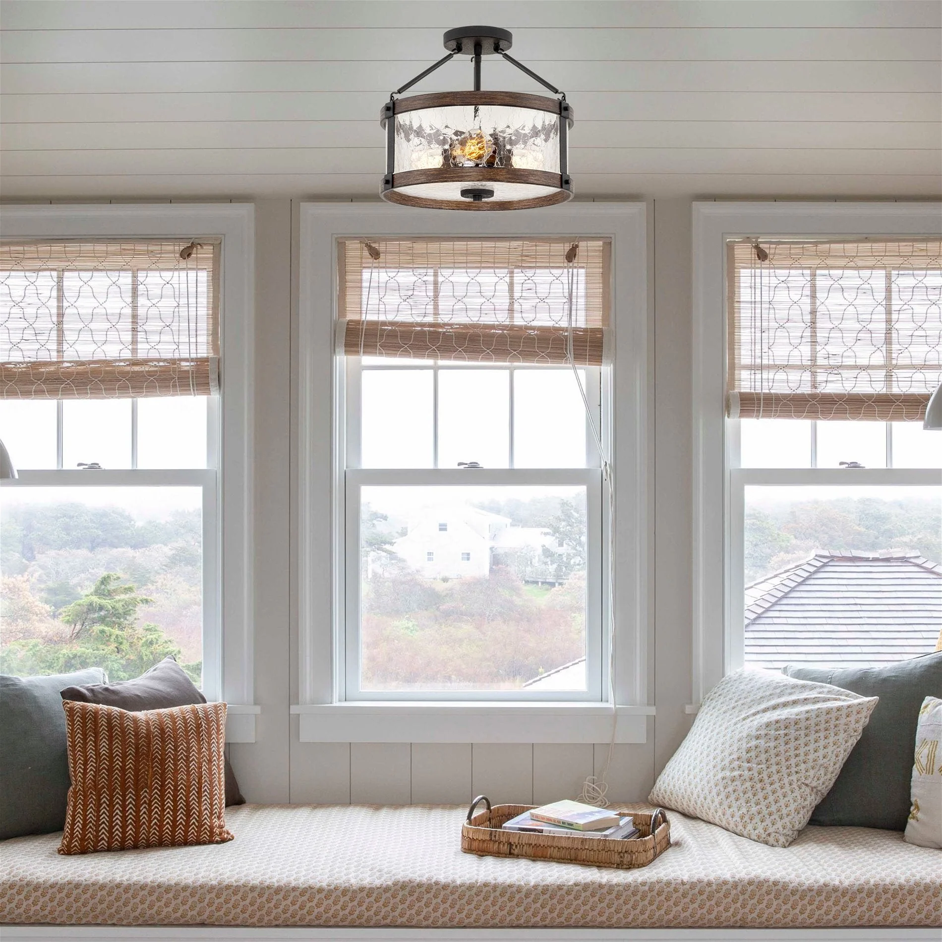 Hadley 14 3-Light Modern Farmhouse Semi-Flush Mount Ceiling Light