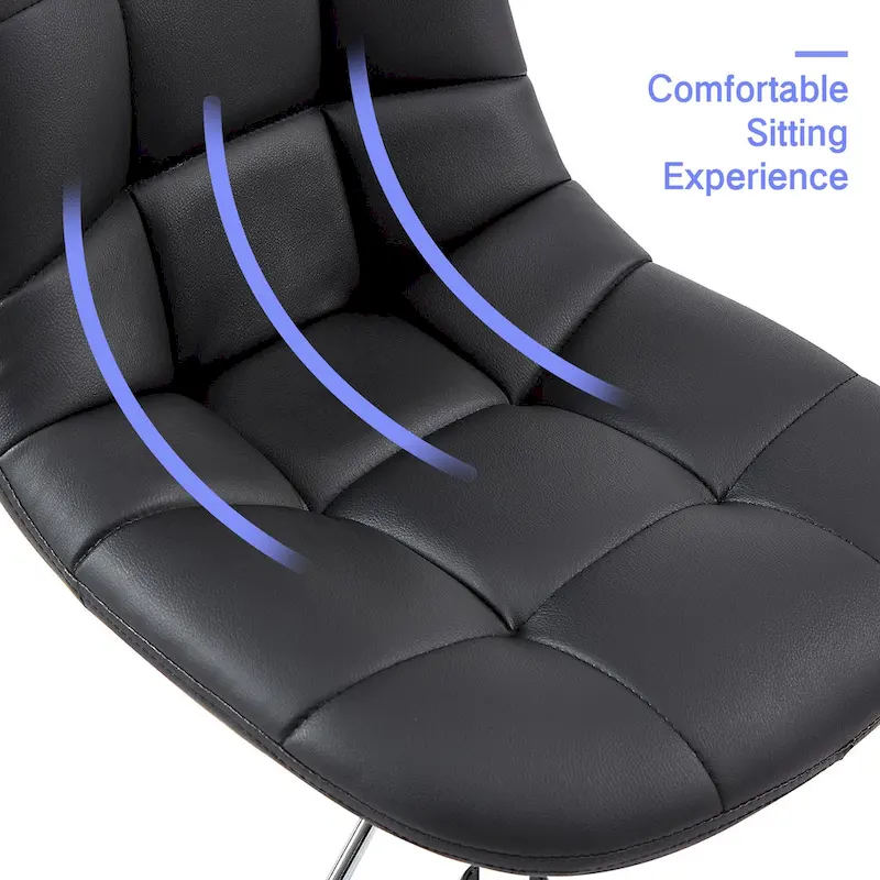 Armless Home Office Chair, Height Adjustable Computer Desk Chair with Wheels