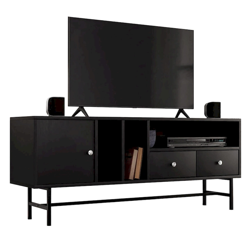 Rochester 2-Drawer 4-Shelf TV Stand Credenza with Iron Legs