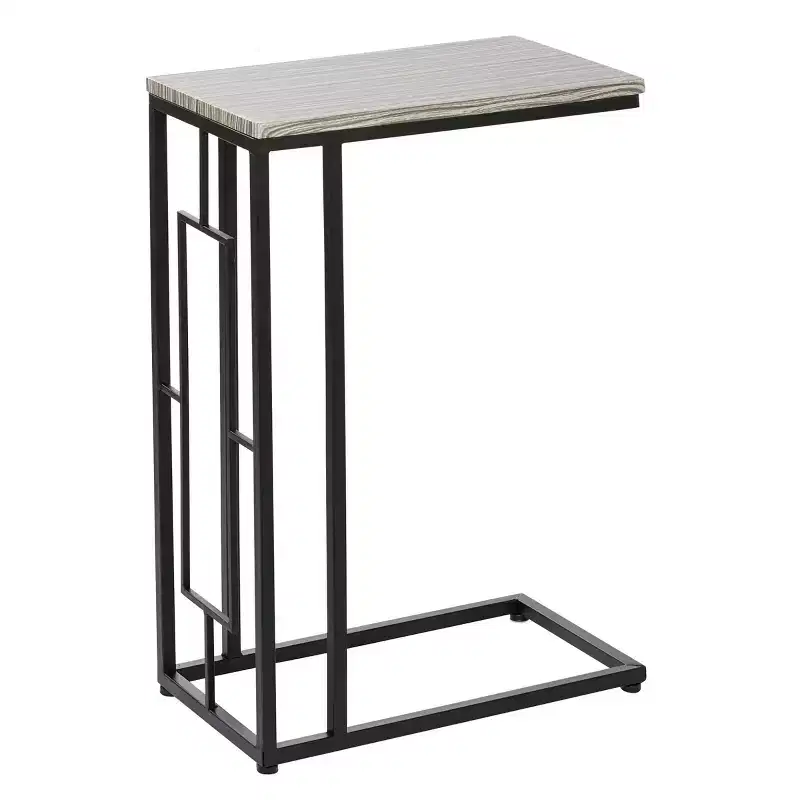 Contemporary Metal and Wood Accent Table Gray