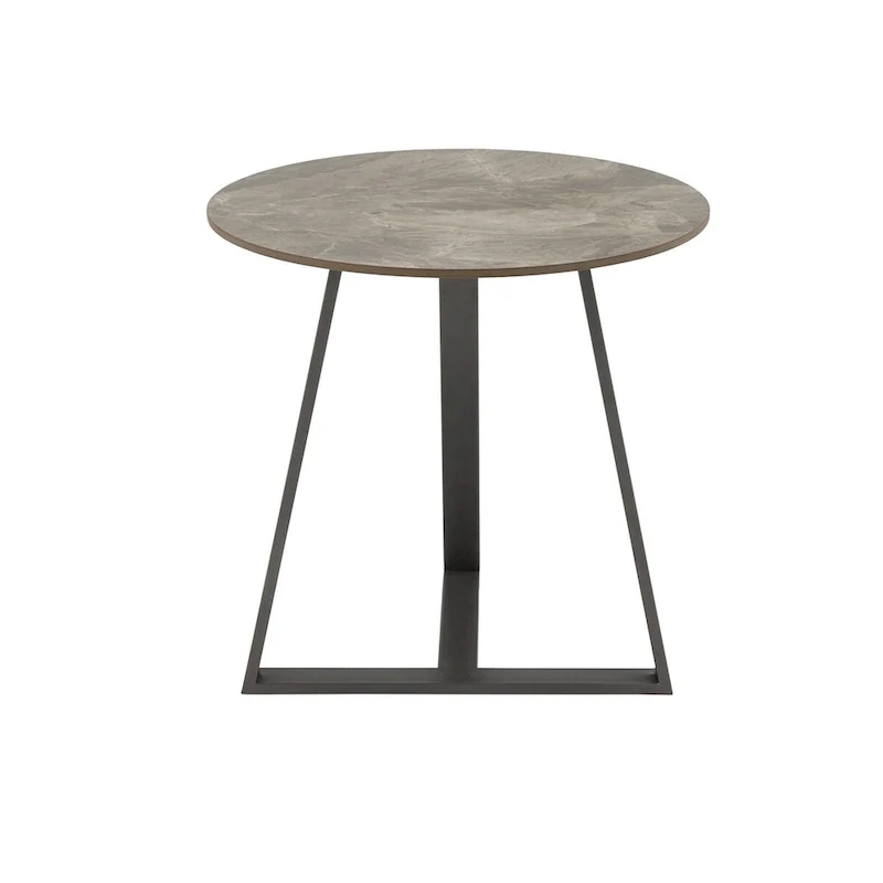 Jurmala Glossy Sintered Stone with Grey Metal Base End Table by iNSPIRE Q Modern