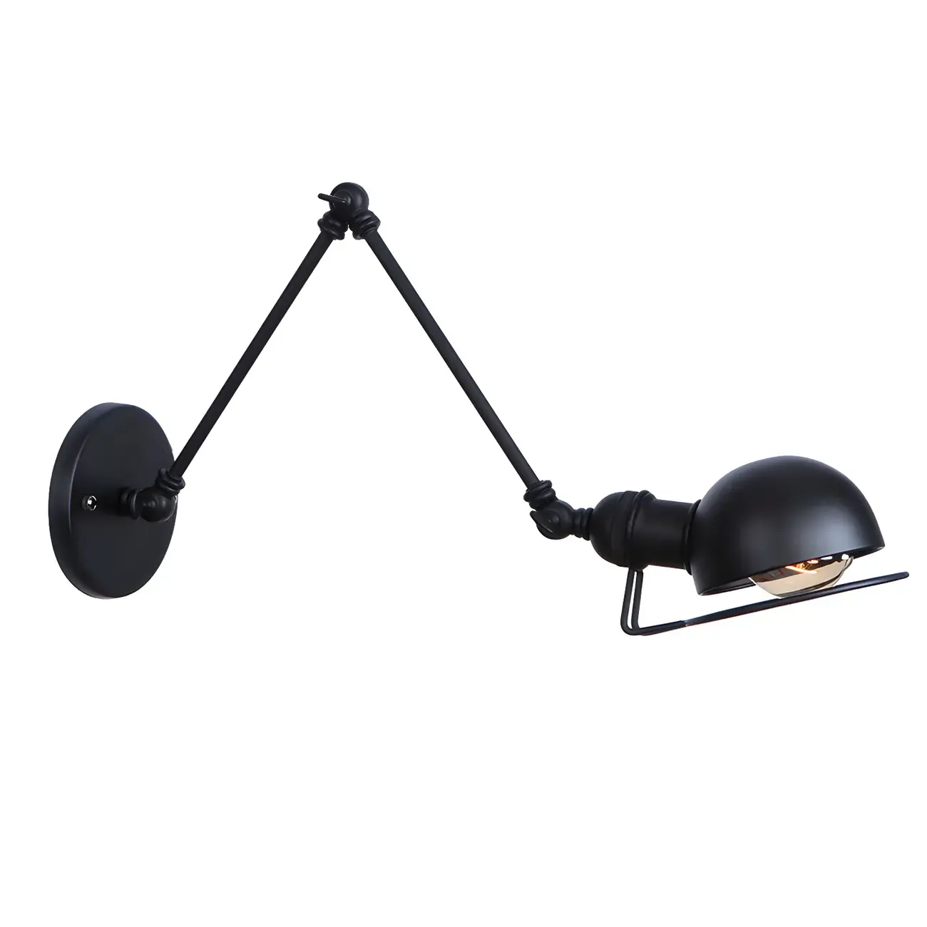 Industrial Black Adjustable Swing Arm Wall Sconce