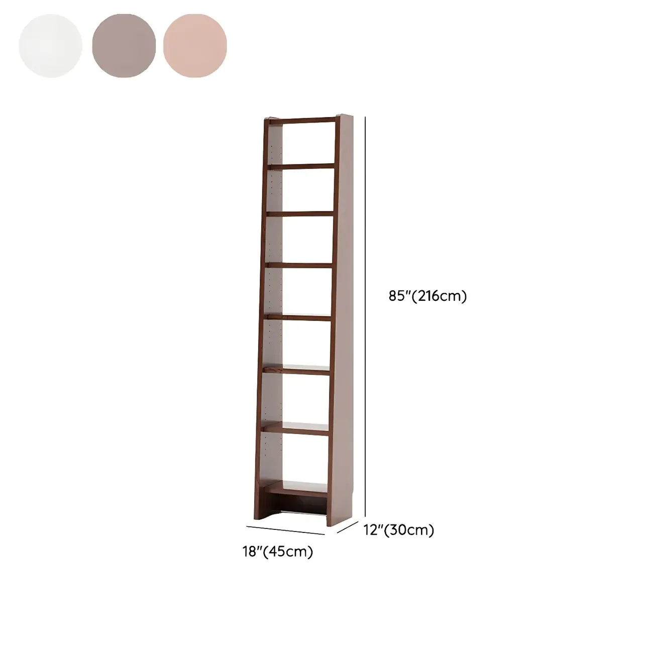 Tall Modern White Wooden Open Vertical Bookcase