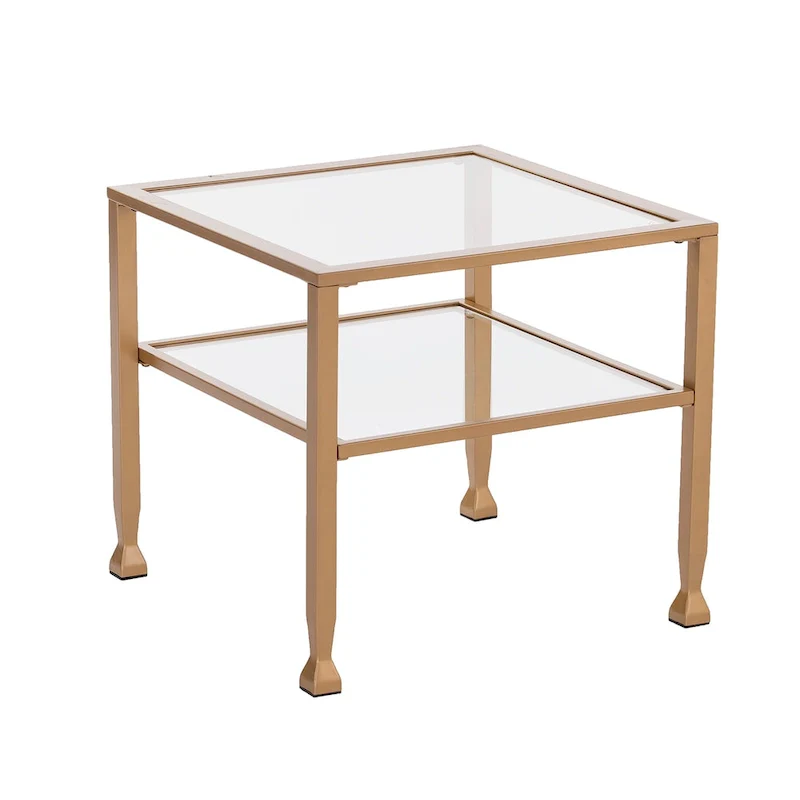 SEI Furniture Jaymes Gold & Metal Glass Top Cocktail Table