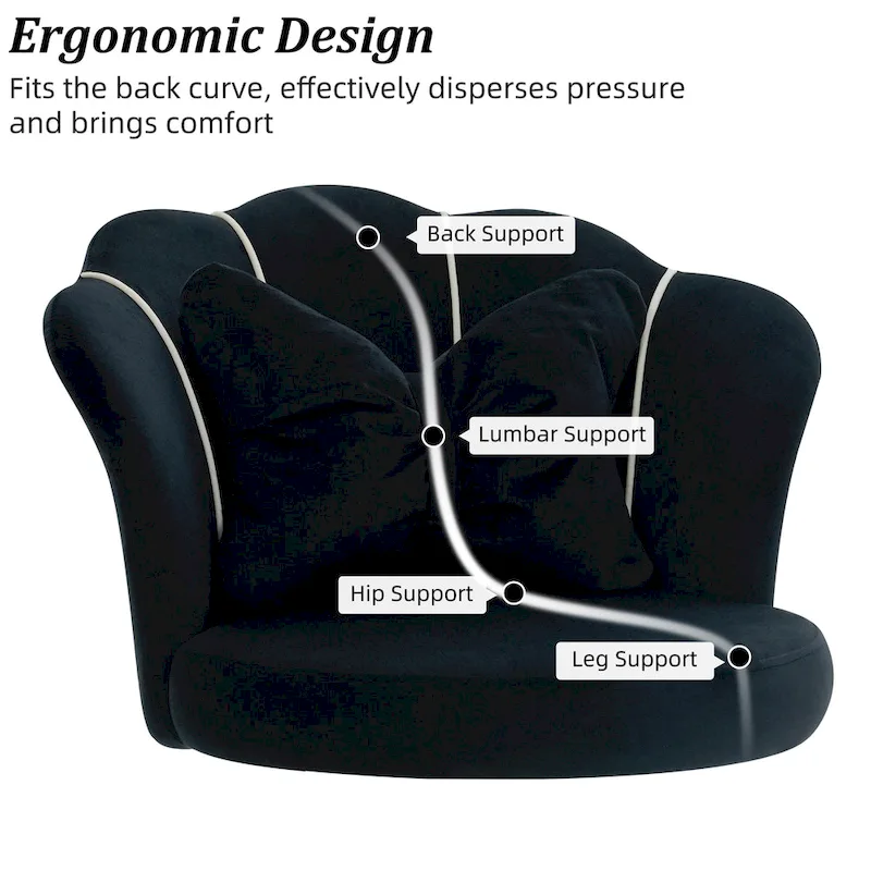 XINMICS Modern Velvet Task Chair 360 Swivel Adjustable Height Office Chair