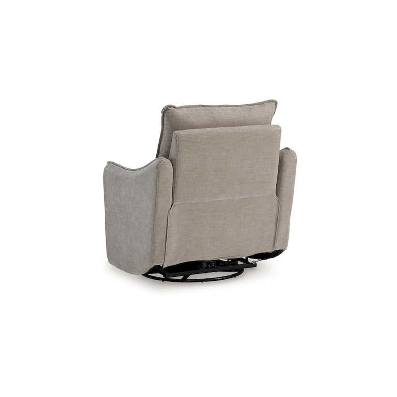 Bradley Swivel Power Recliner Chair, Gray Polyester, Pillow Back