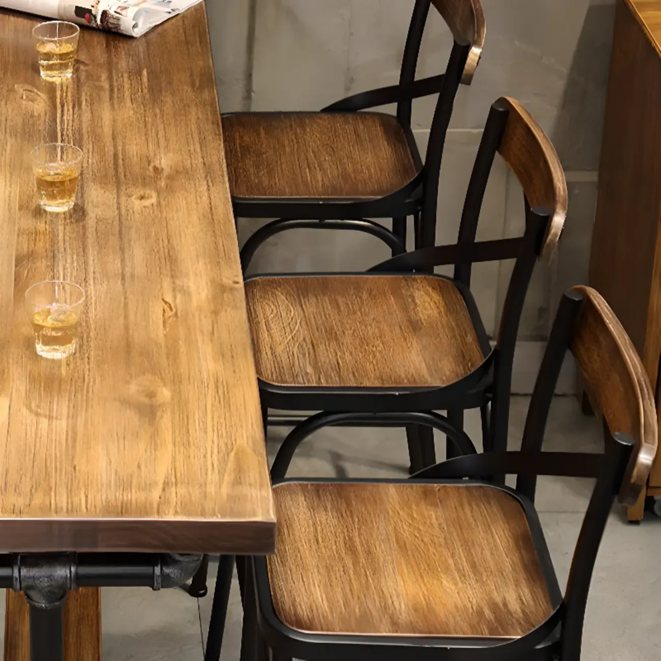 Rectangle Distressed Brown Wood Bar Table With Footrest