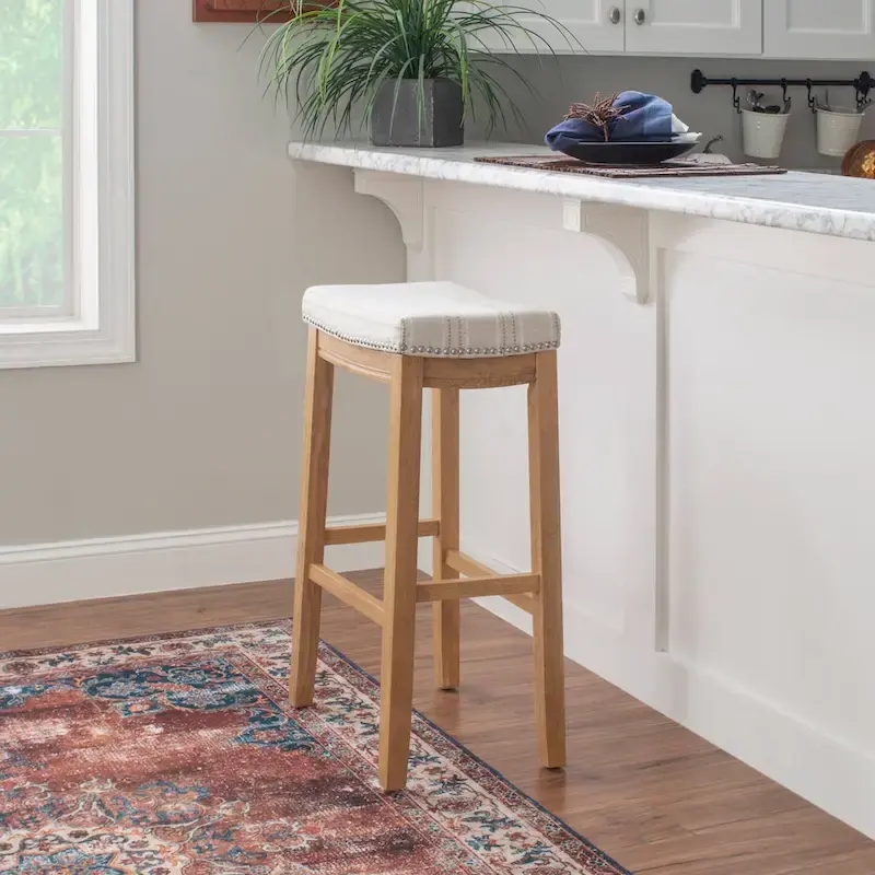 Linon Willamette Rustic Striped Cream Bar Stool