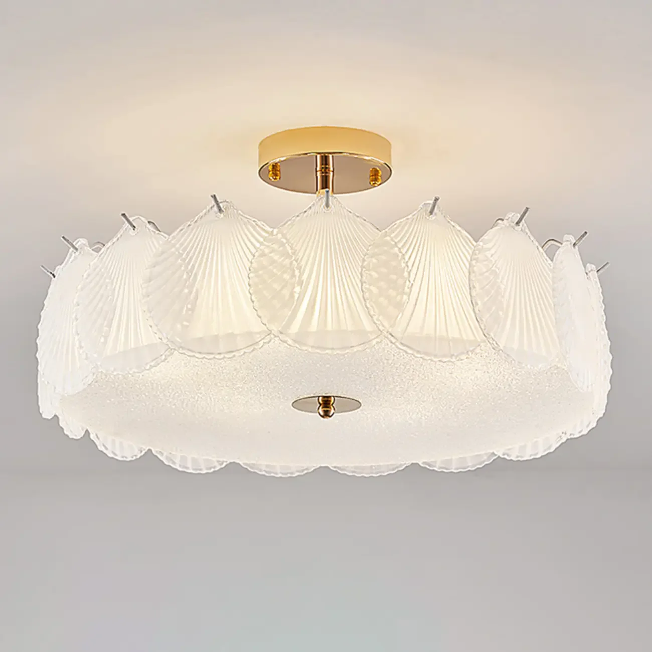 Modern Elegant Feather Glass Semi Flush Ceiling Light