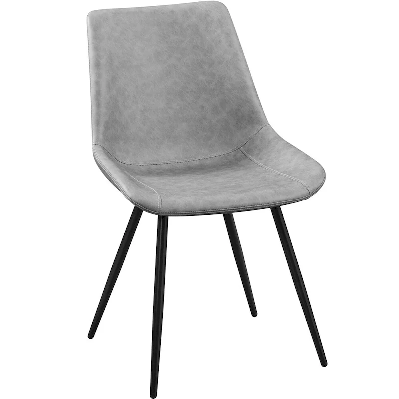 Faux Leather Dining Chairs, Grey/Brown/Black, Metal Legs, Set of 2