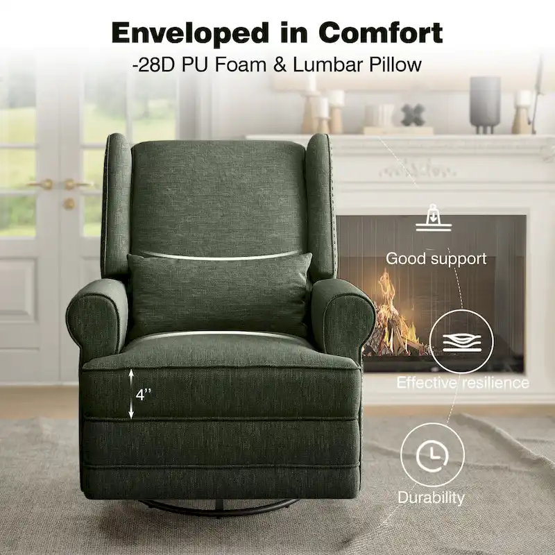 Swivel Recliner Chair with Extra Large Footrest, Grey