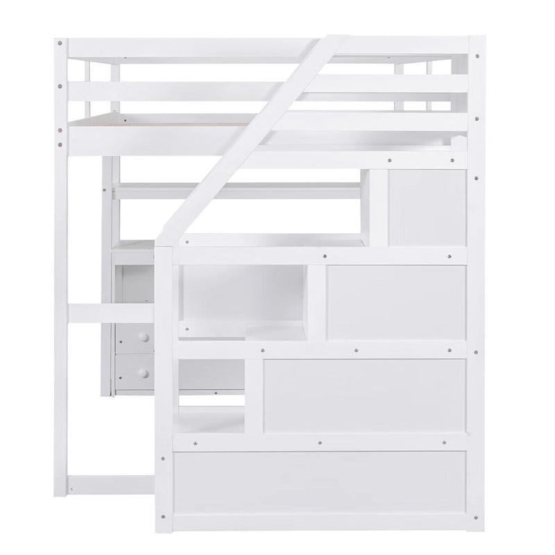 Merax Loft Bed with Desk and Shelves