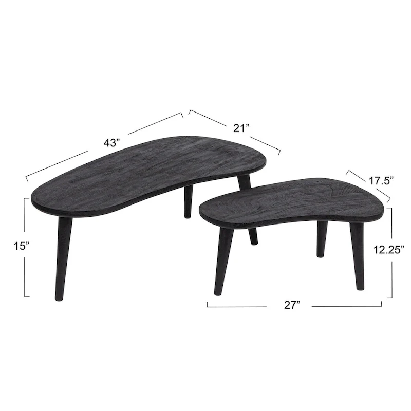 Oblong Wood Nesting Coffee Tables - 43.0L x 21.0W x 15.0H