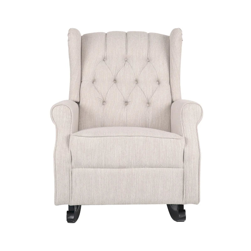Dobles Fabric Tufted Wingback Rocking Chair by