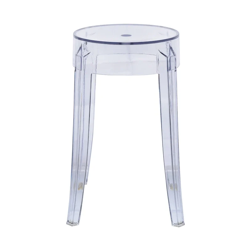 LeisureMod 18 in. High Backless Acrylic Counter Stool with Round Seat and Foot Rest - 18.1