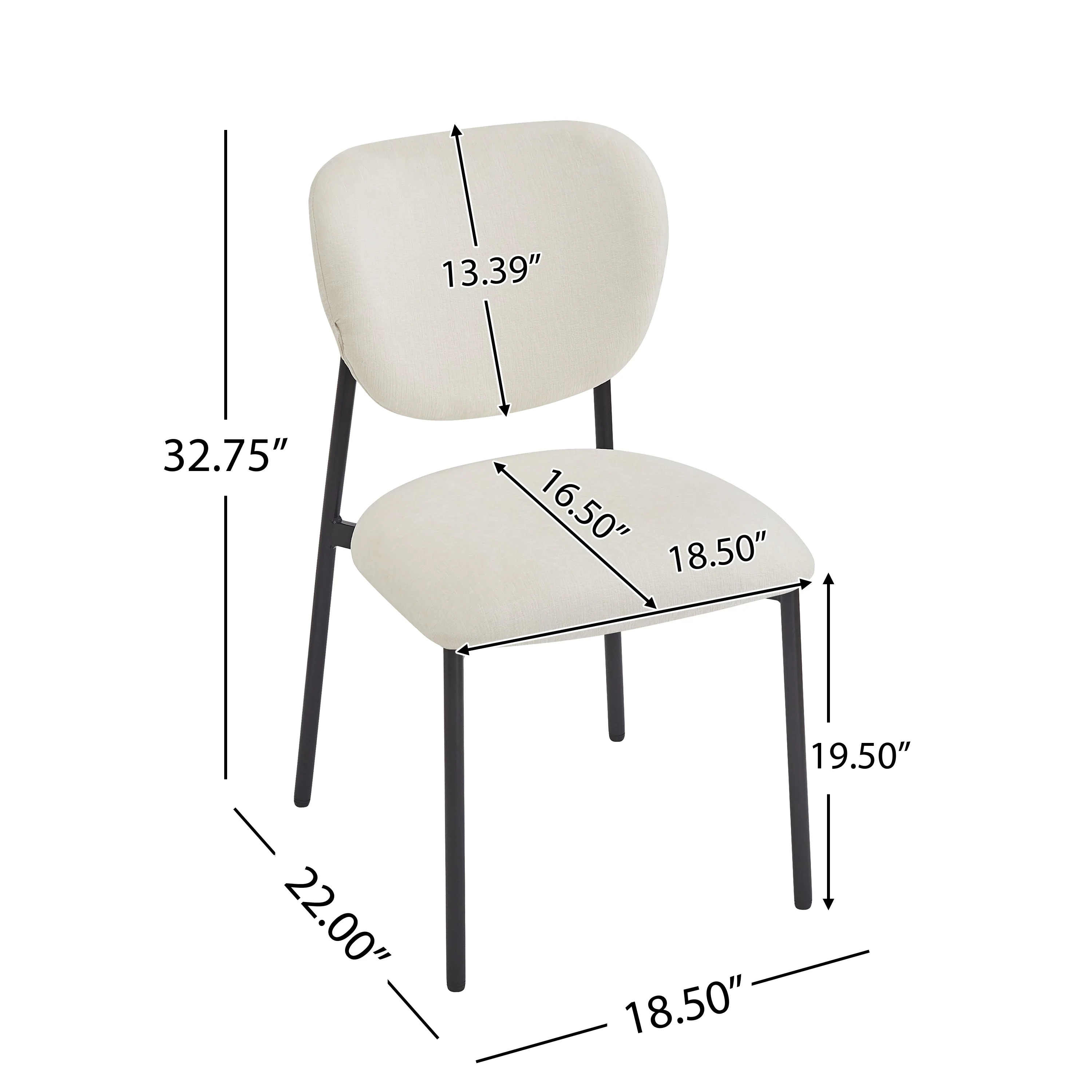 Modern Beige Upholstered Dining Chairs (Set of 2)