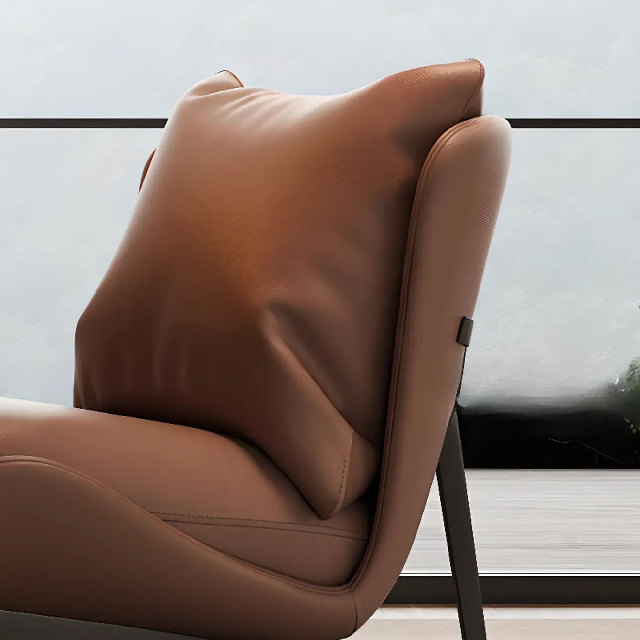 Modern Cat-Resistant Leather Accent Chair with Ottoman