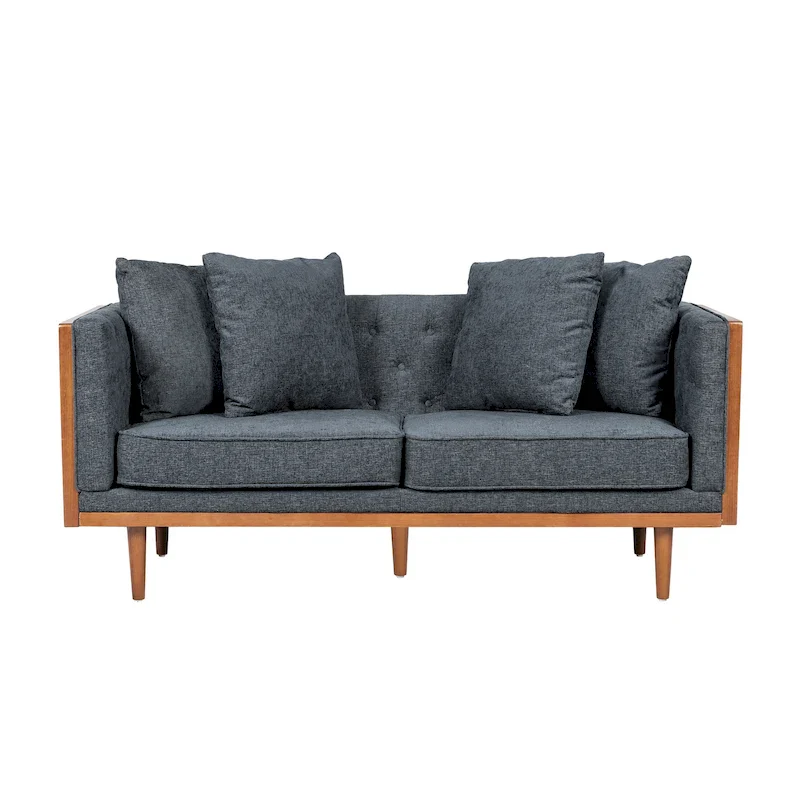 Tufted Loveseat with Accent Pillows