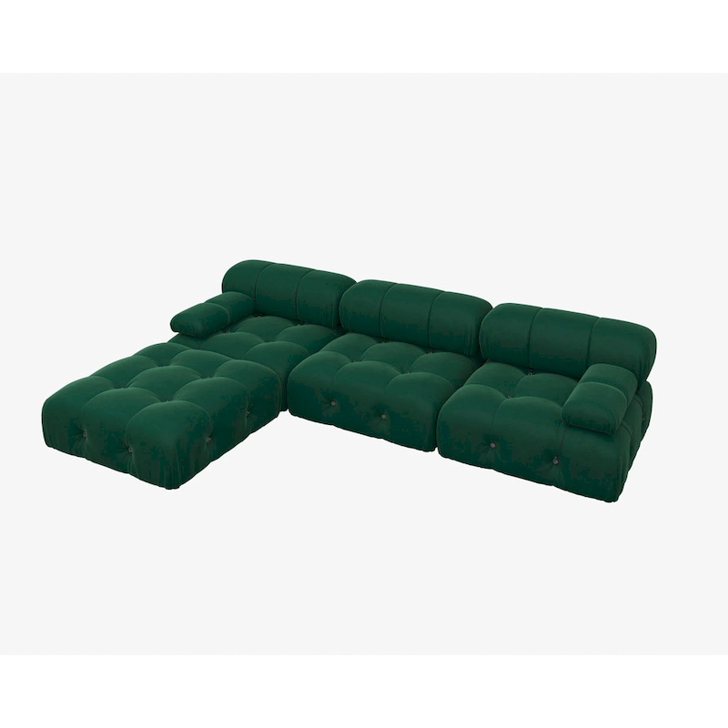 104  Wide Velvet Reversible Modular Sofa & Chaise with Ottoman