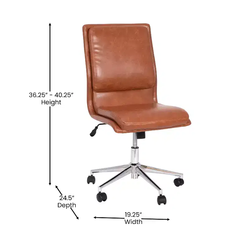 Emma and Oliver Modern Faux Leather Upholstered Mid-Back Home Office Chair with 5 Star Base and Pneumatic Seat Height Adjustment