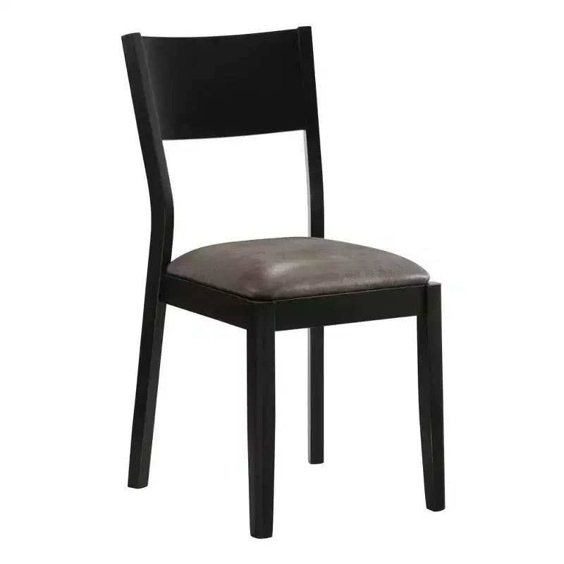7pc Bernst Mid-Century Modern Dining Table Set Antique Oak/Black/Gray - miBasics: Rubberwood, Upholstered Chairs, Trestle Base