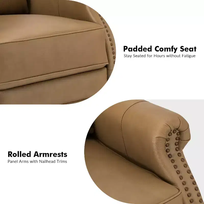 Irene 30.5 Wide Genuine Leather Manual Recliner with Rolled Arms Set of 2| ART OF LIVING DESIGNS
