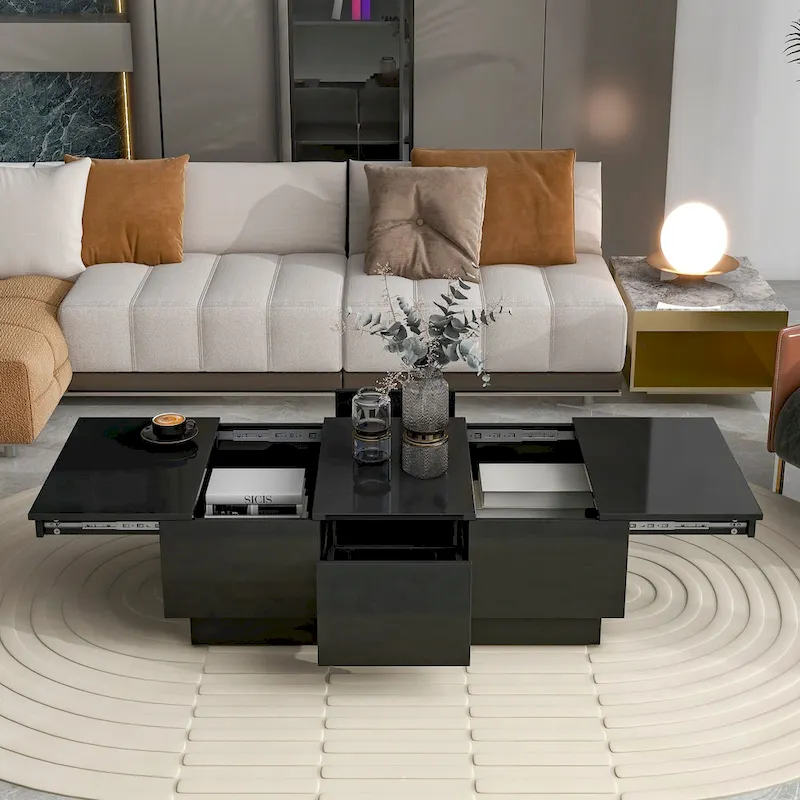 Multifunctional Extendable Coffee Table Sofa Table Cocktail Table with 2 Hidden Storage Compartment