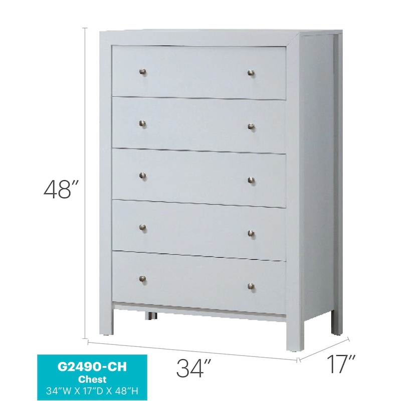 Burlington 5 Drawer Chest of Drawers (34 in L. X 17 in W. X 48 in H)