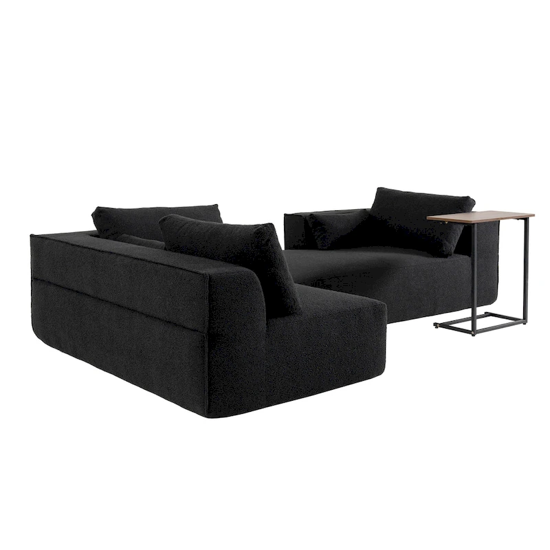 L-Shaped Modular Sectional Sofa with Side Table, Chaise, Wide Seat