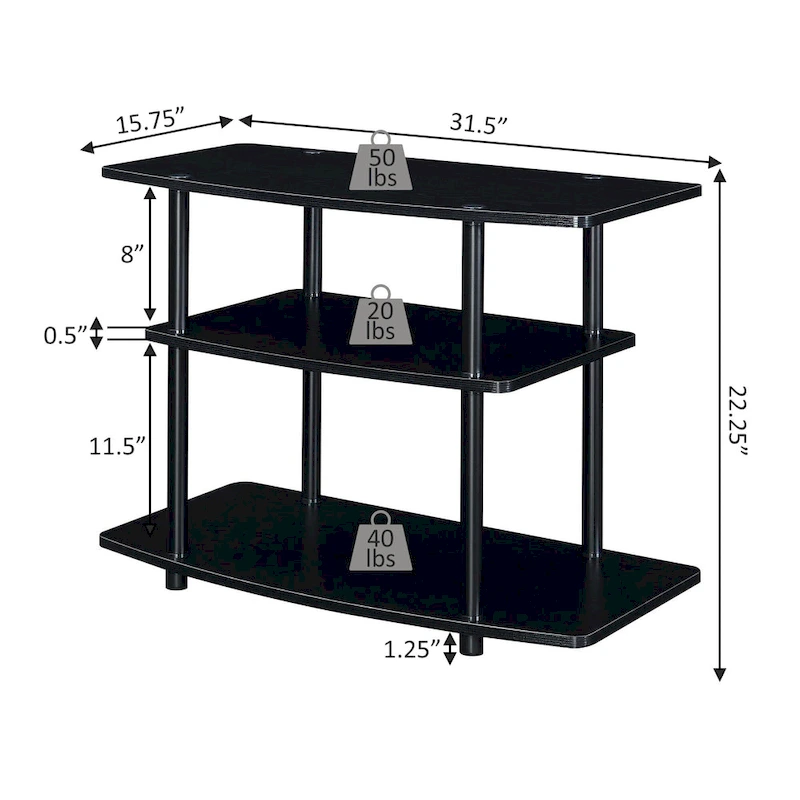 Convenience Concepts Designs2Go No Tools 3 Tier TV Stand