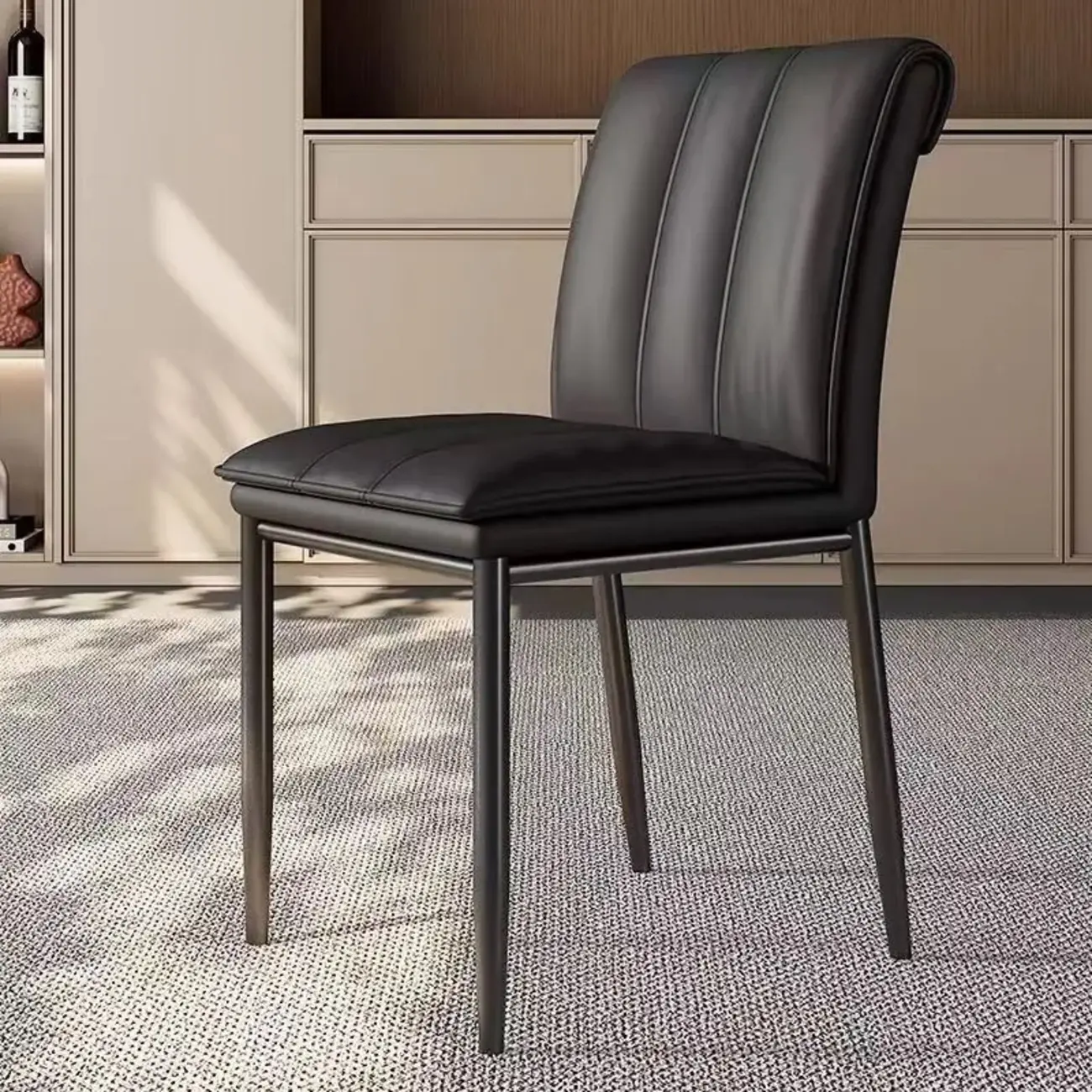 Low Back Upholstered Dining Chairs with Vertical Tufting