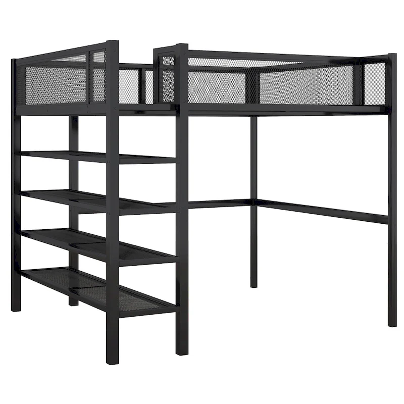 Full Loft Bed with Four Shelves