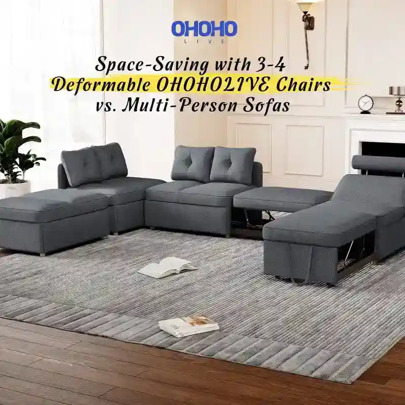 4 in 1 Multi-Function Folding Sofa Folding Bed Single Futon Couch Guest Bed with 2 Throw Pillows